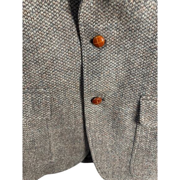 John Weitz Blazer Mens 44R Brown Wool Harris Tweed Sports Coat Career Jacket Vtg - Picture 3 of 11